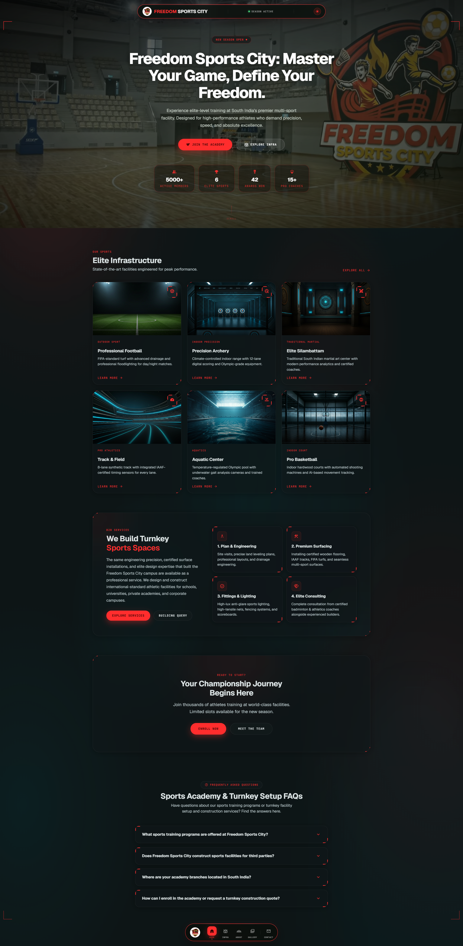 Freedom Sports Academy Dynamic Portal - Dynamic Website